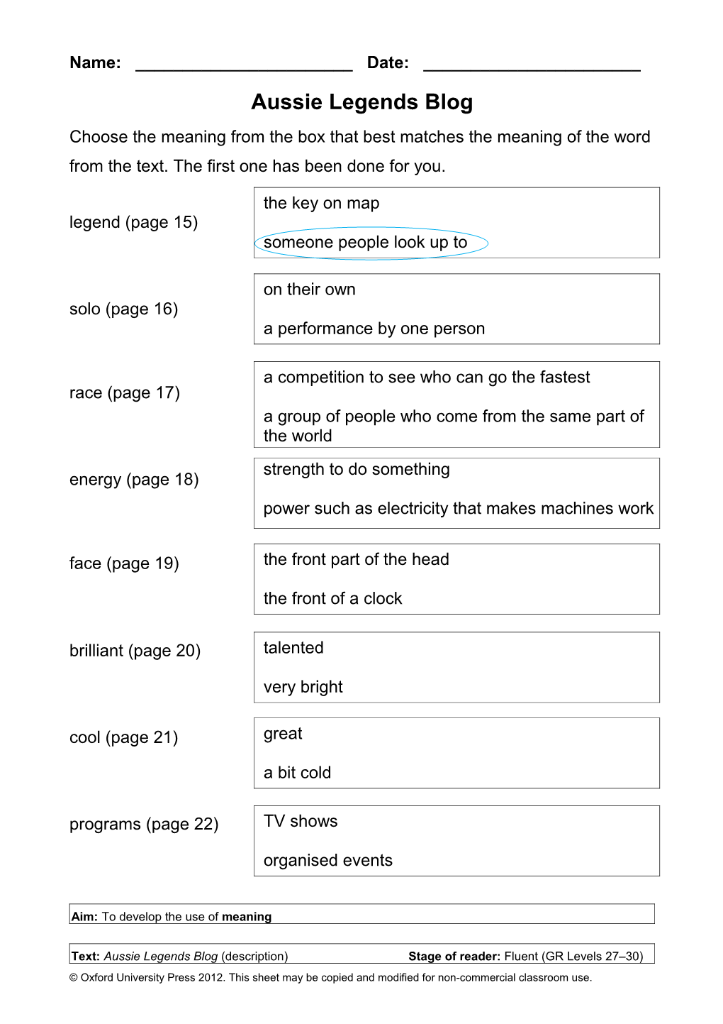 Activity Sheets Levels 9-11 s1