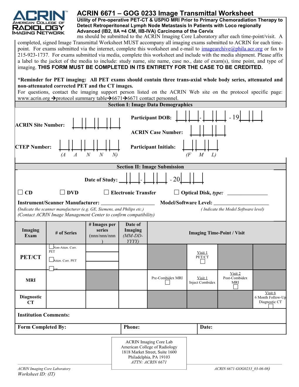 Data Transmittal Form