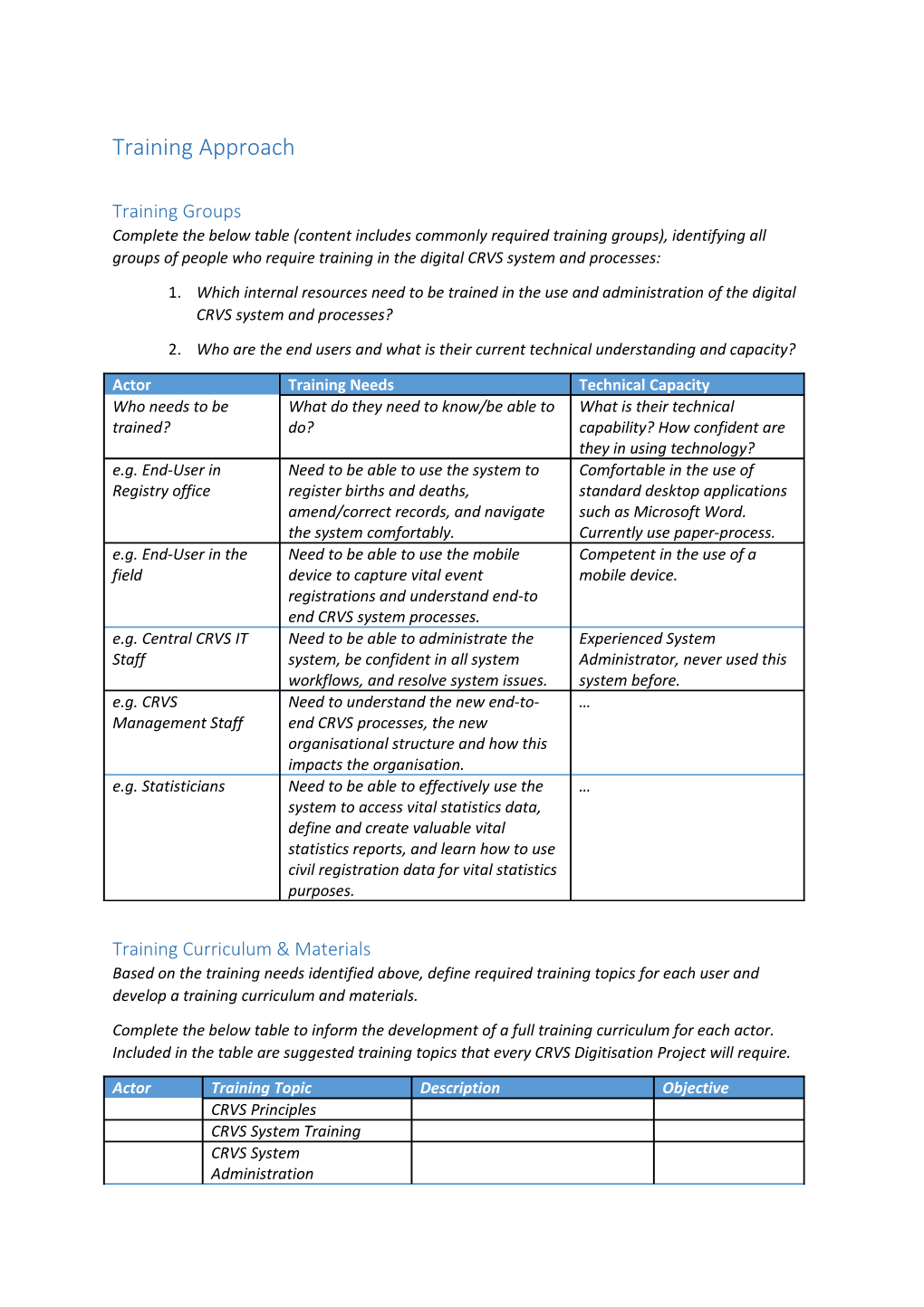 Training Approach