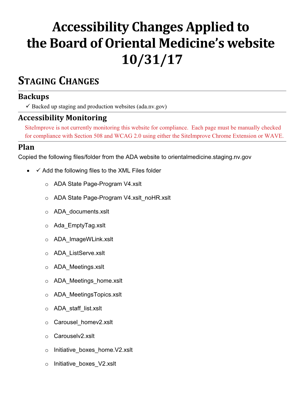 Backed up Staging and Production Websites (Ada.Nv.Gov)