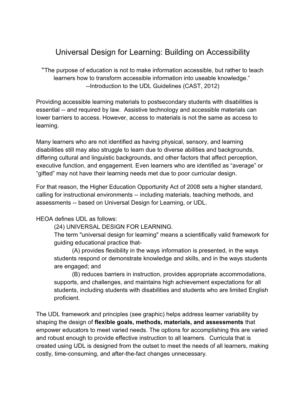 Universal Design for Learning: Building on Accessibility