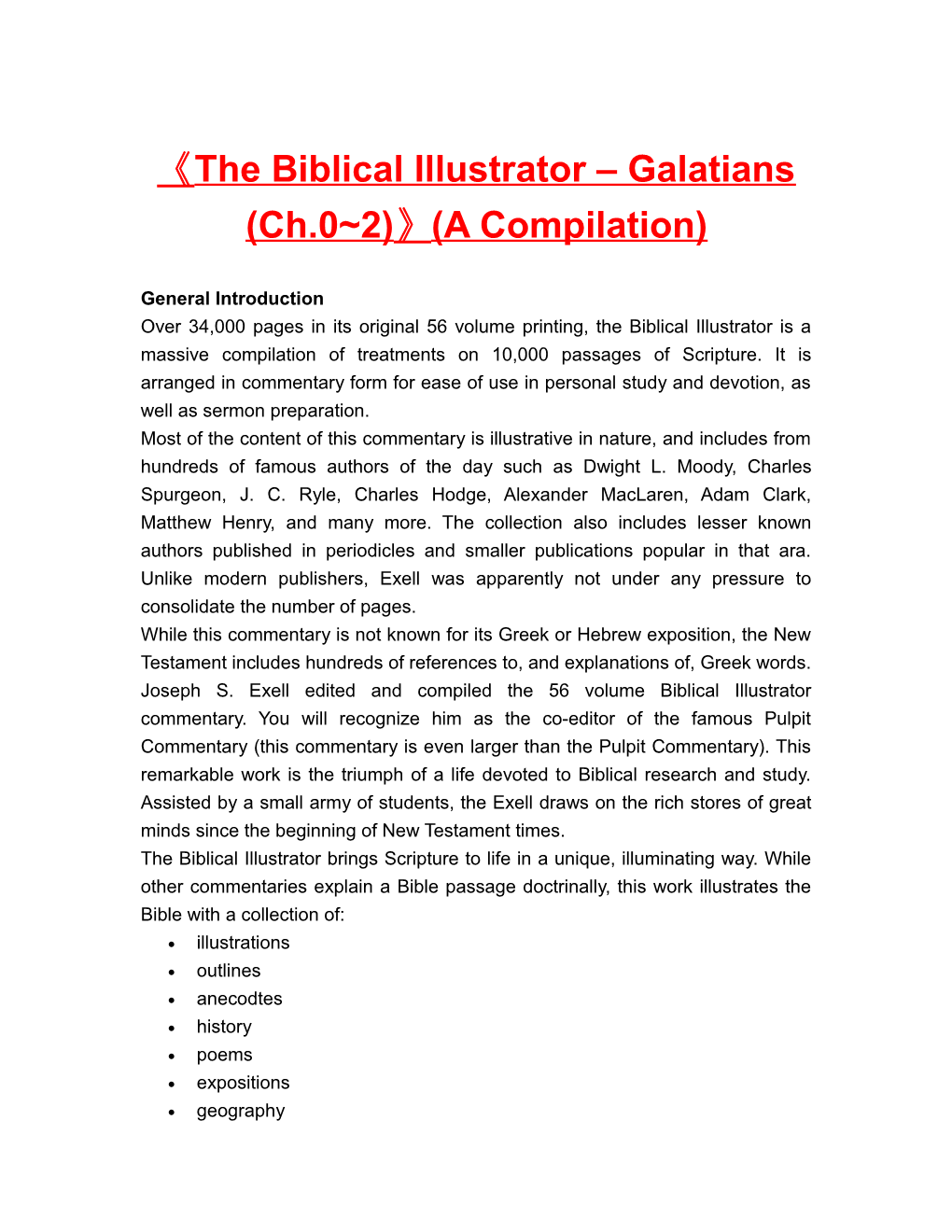 The Biblical Illustrator Galatians (Ch.0 2) (A Compilation)