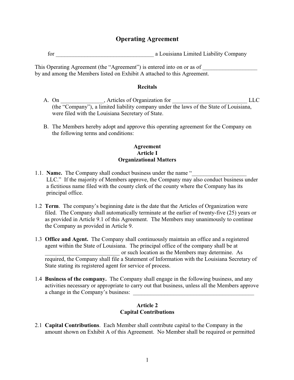 Operating Agreement s1