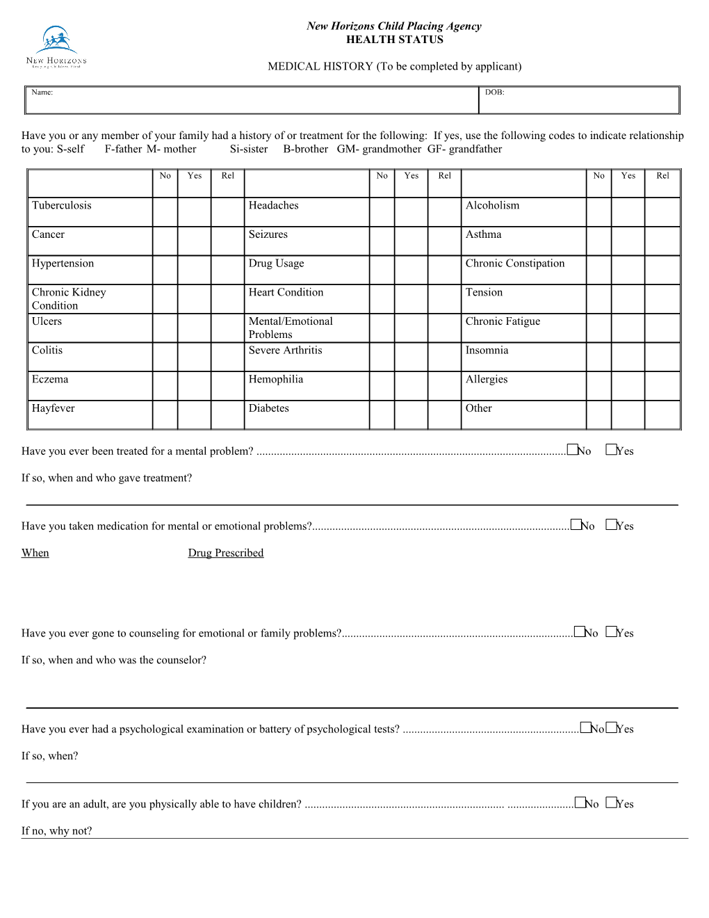 FAMILY PROFILE - the Household