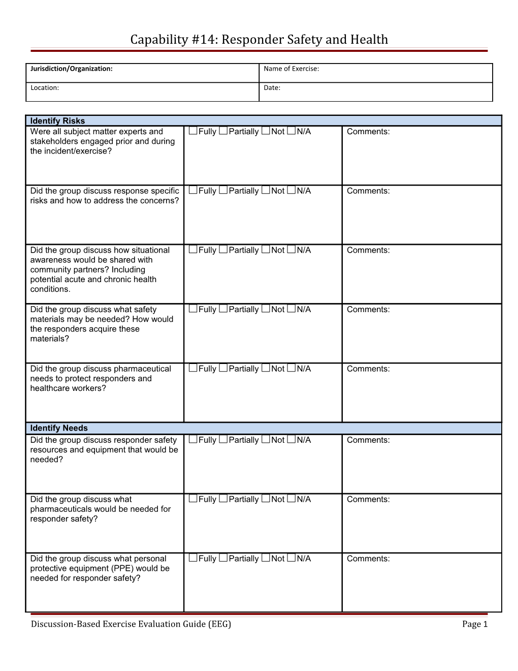 Capability #14: Responder Safety and Health