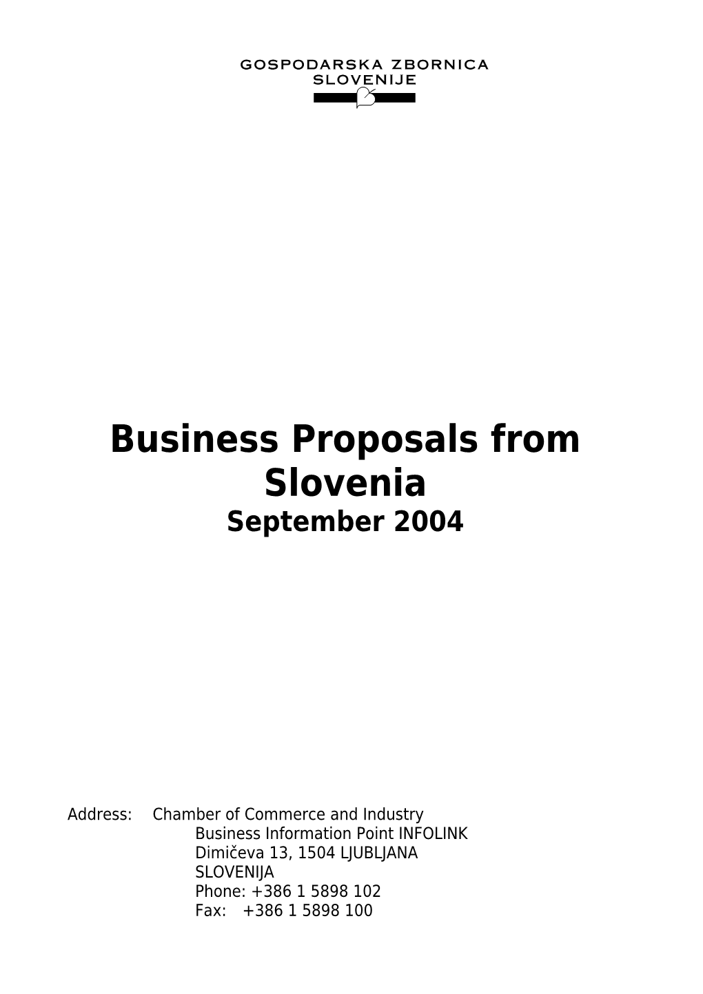 Business Proposals from Slovenia