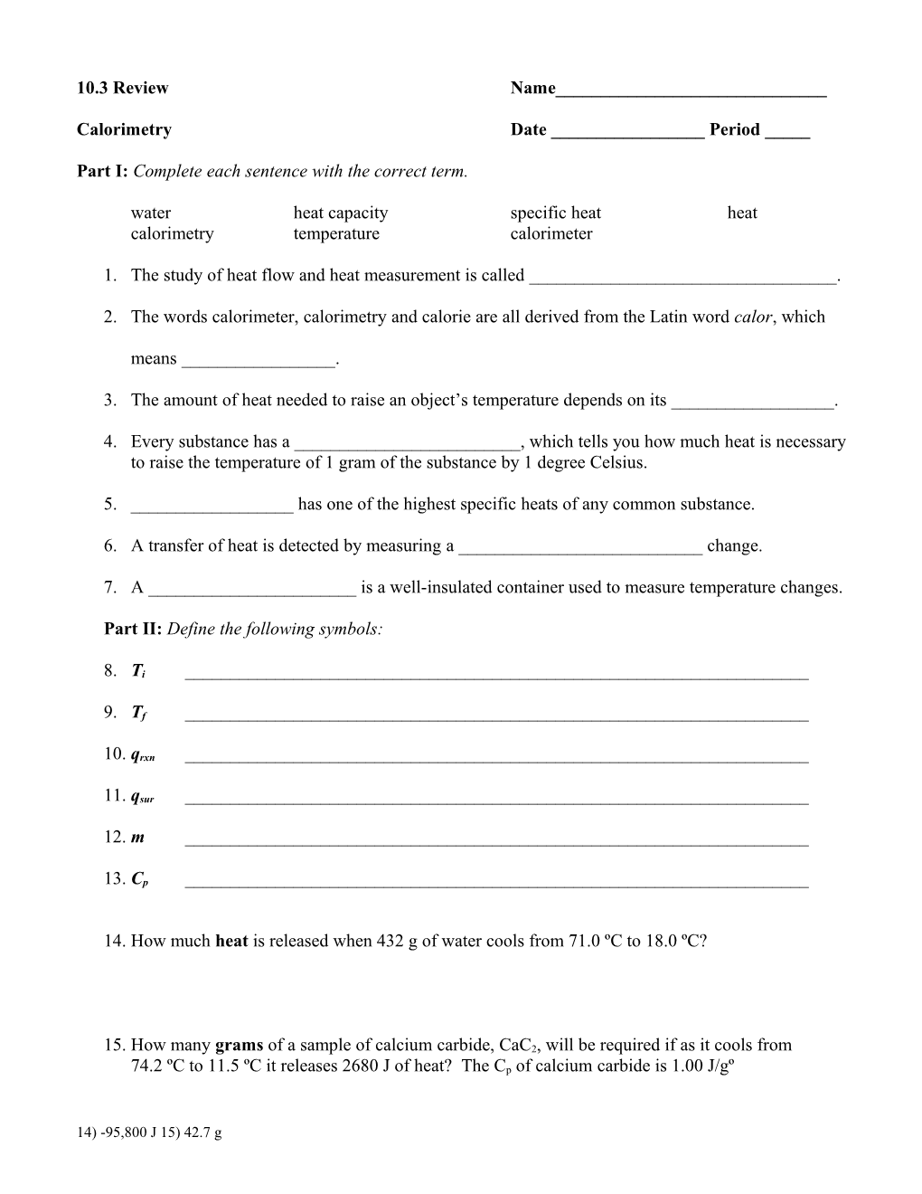 Specific Heat and Calorimetry Problems