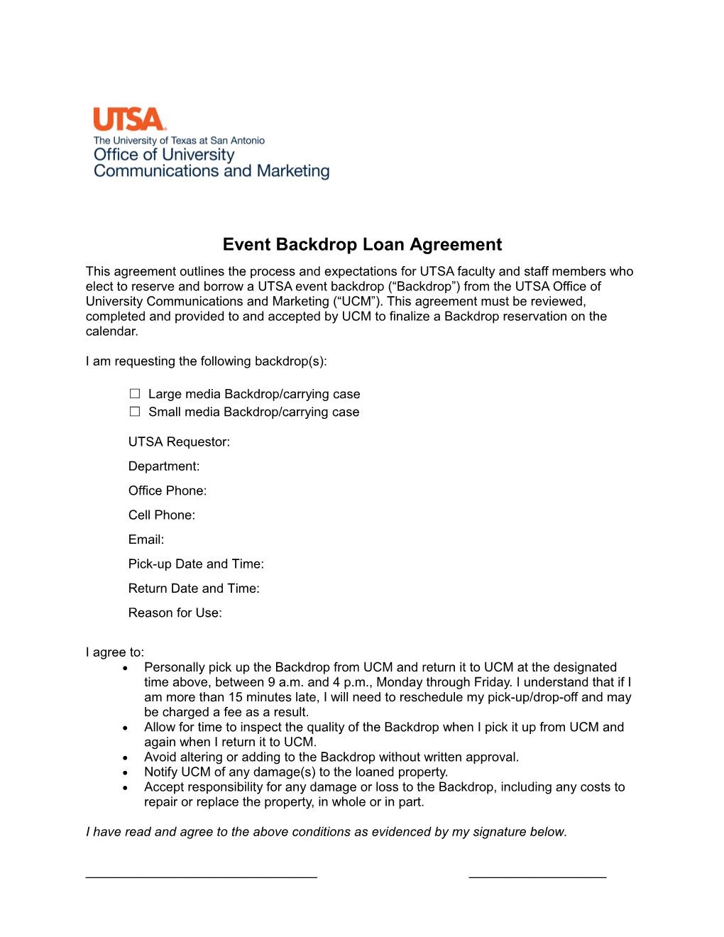 Event Backdrop Loan Agreement