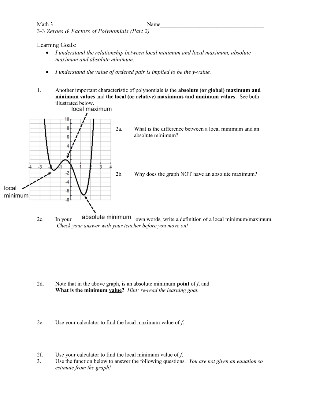 3-3 Zeroes & Factors of Polynomials (Part 2)