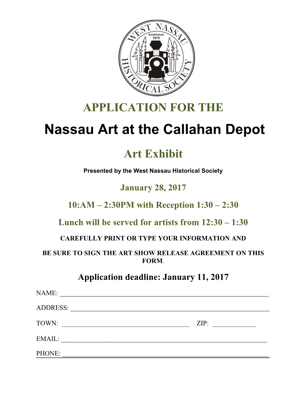 Nassau Art at the Callahan Depot Application Page 4