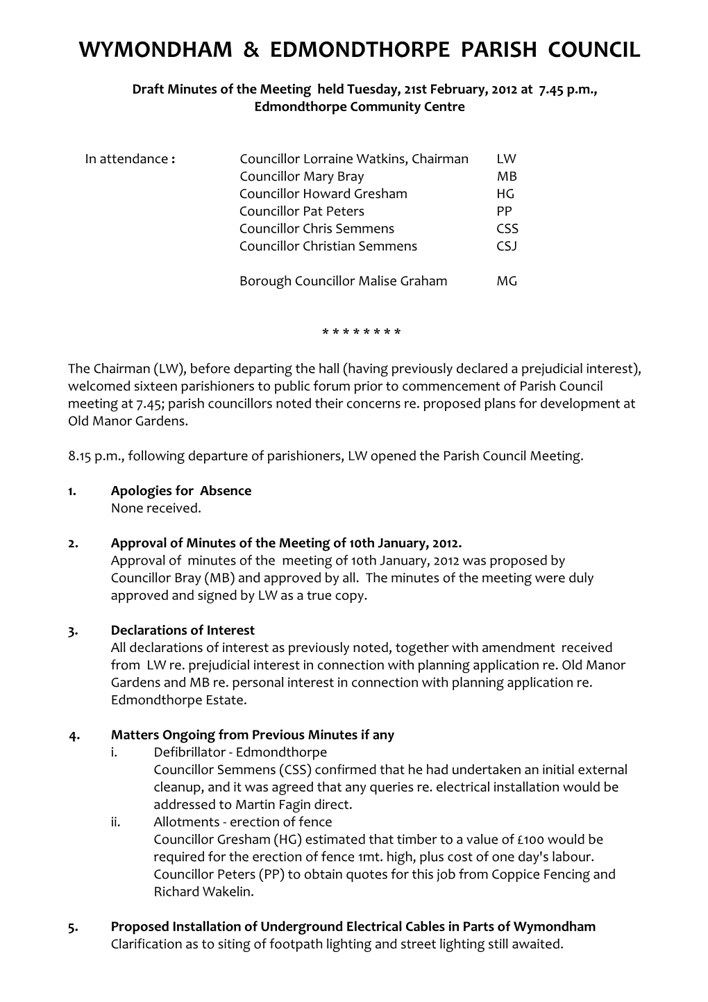 Wymondham & Edmondthorpe Parish Council