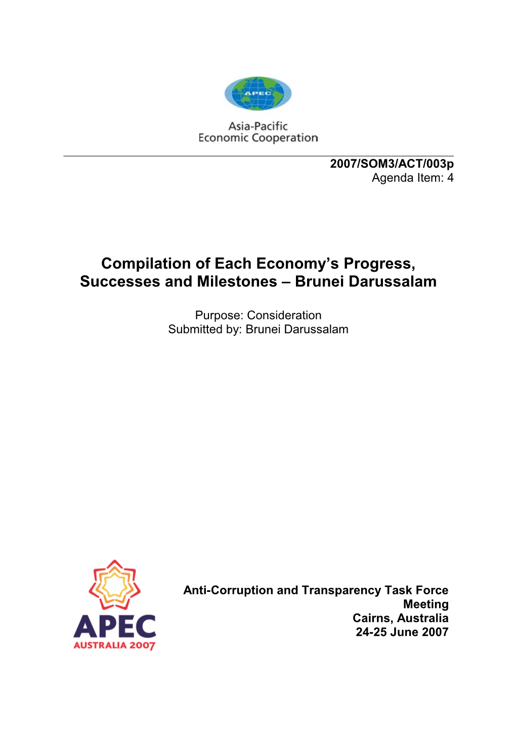 Apec Act Task Force Brunei Darussalam Apec Economy 1