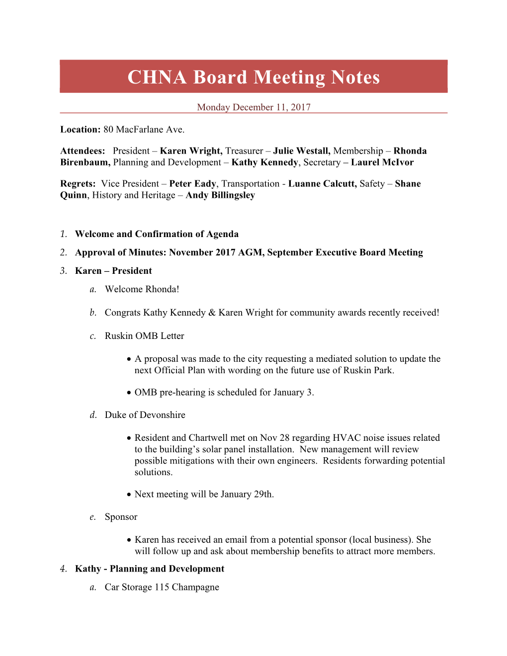 CHNA Annual General Meeting