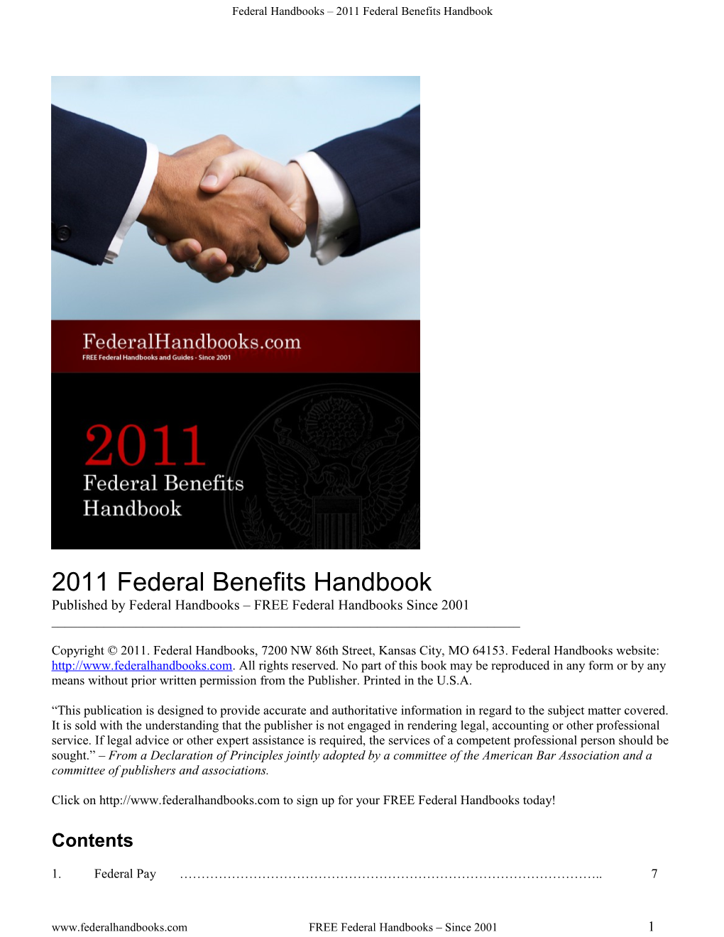 Federal Handbooks 2011 Federal Benefits Handbook