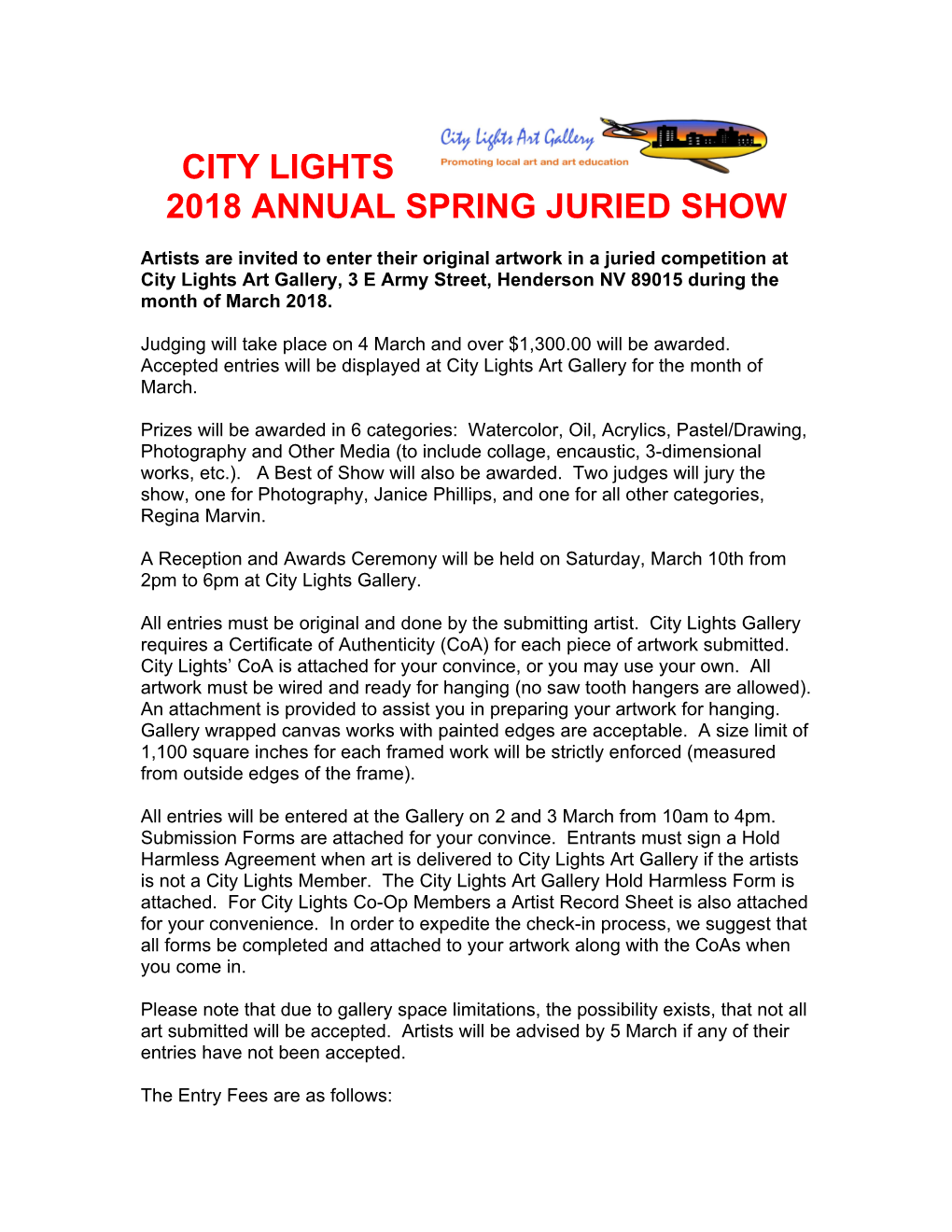 2018 Annual Spring Juried Show