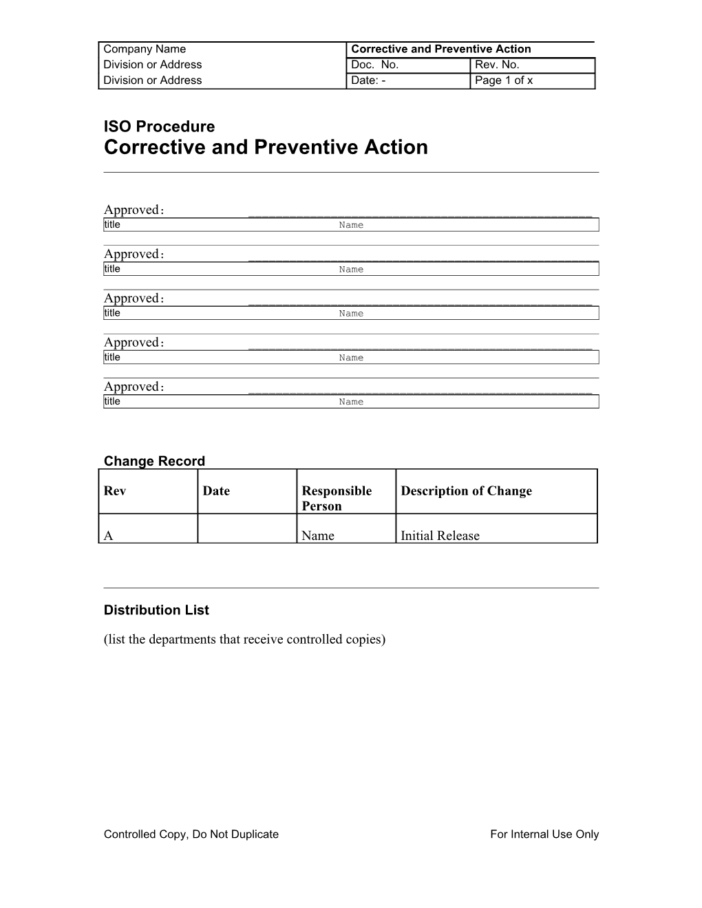 4.14 Corrective Prev. Action R2