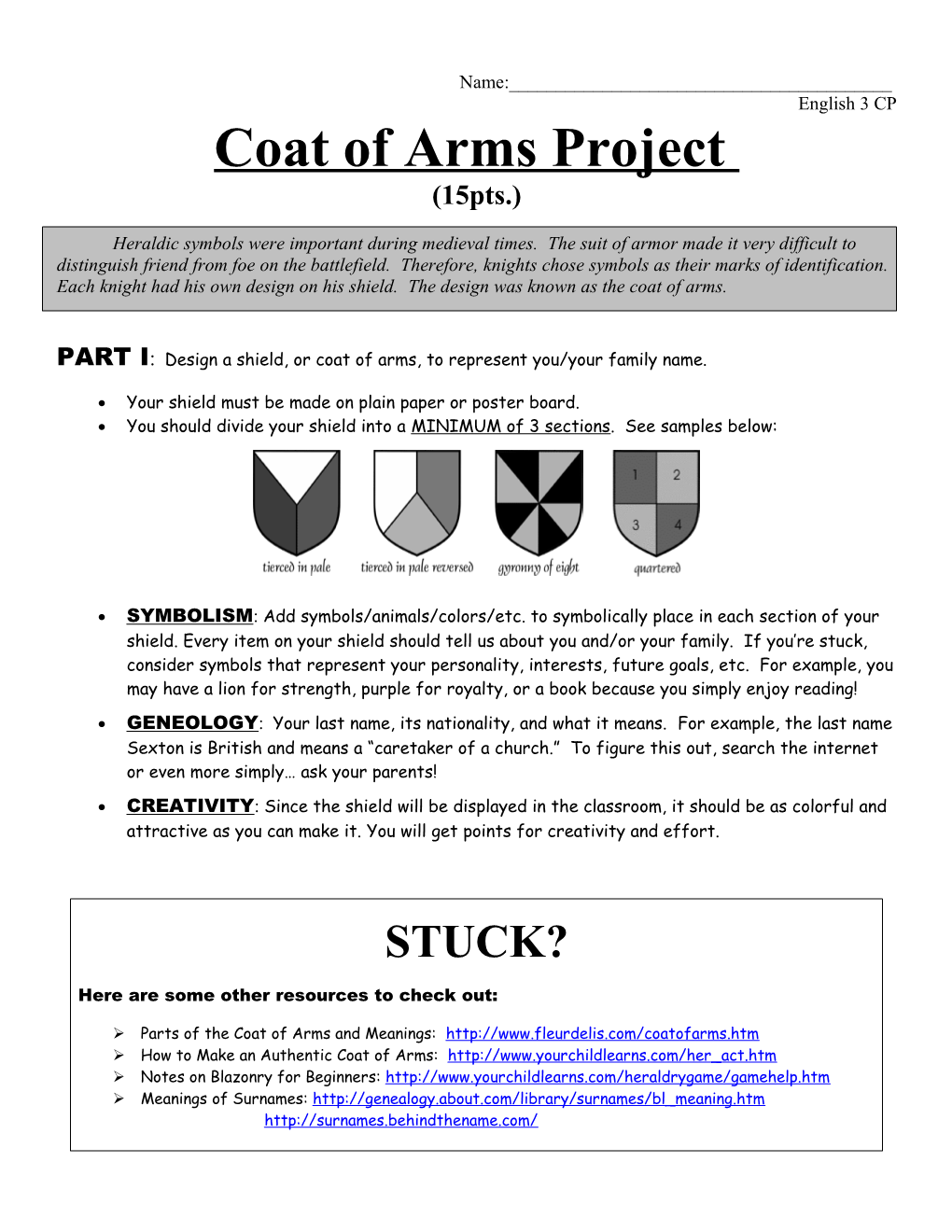 Arthurian Legends Coat of Arms Project