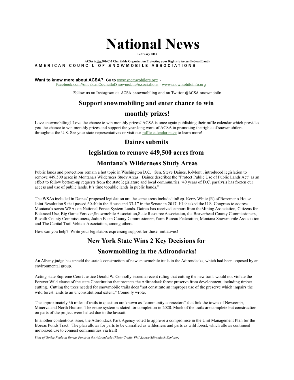 ACSA Is the 501(C)3 Charitable Organization Protecting Your Rights to Access Federal Lands