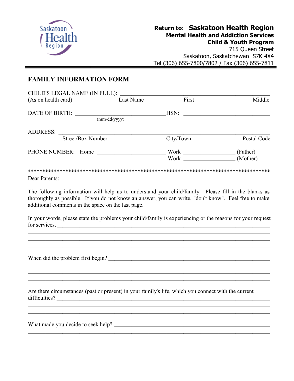 Family Information Form