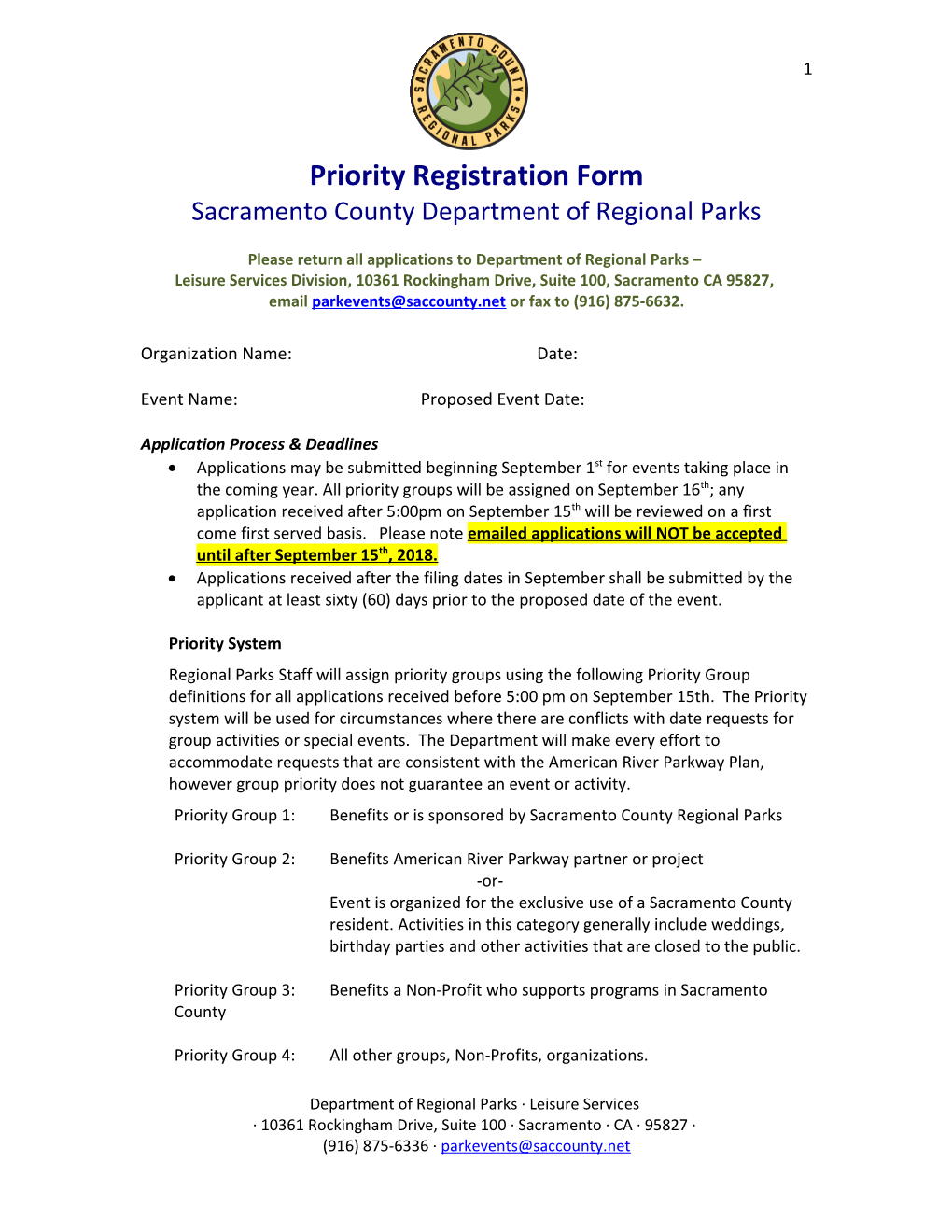 Priority Registration Form