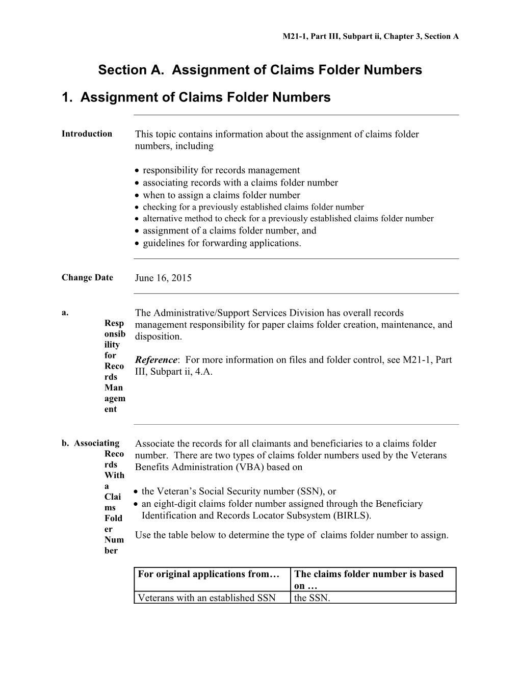 Part III, Subpart Ii, Chapter 3, Section A. File Numbers