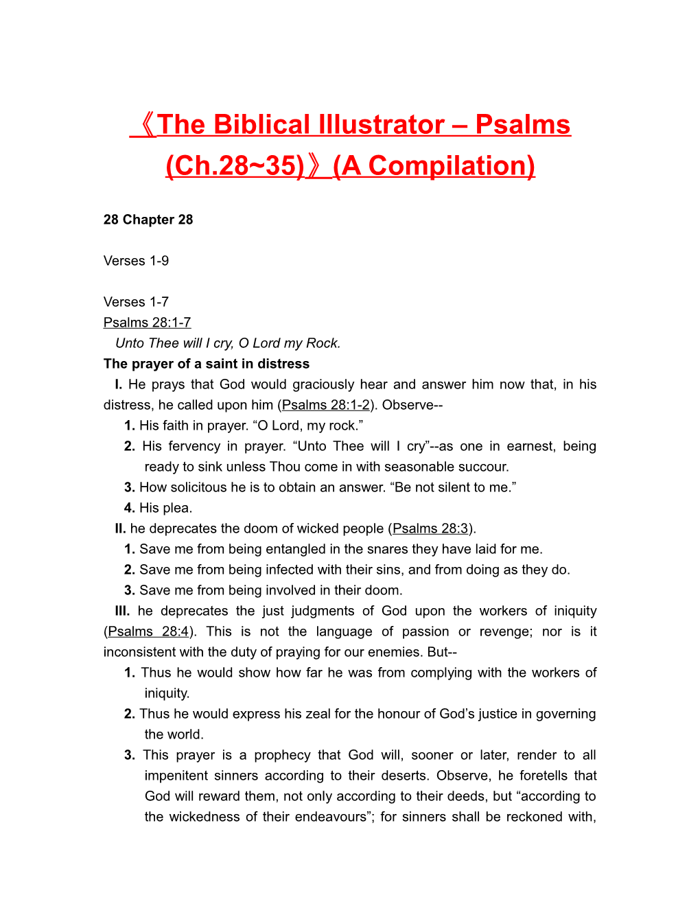 The Biblical Illustrator Psalms (Ch.28 35) (A Compilation)