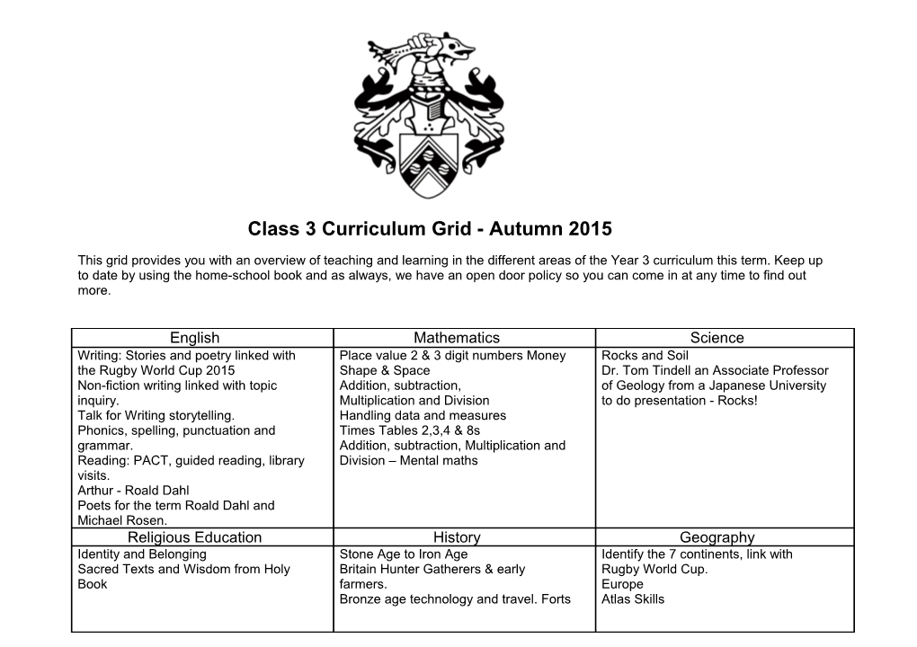 Class Two S Autumn Curriculum