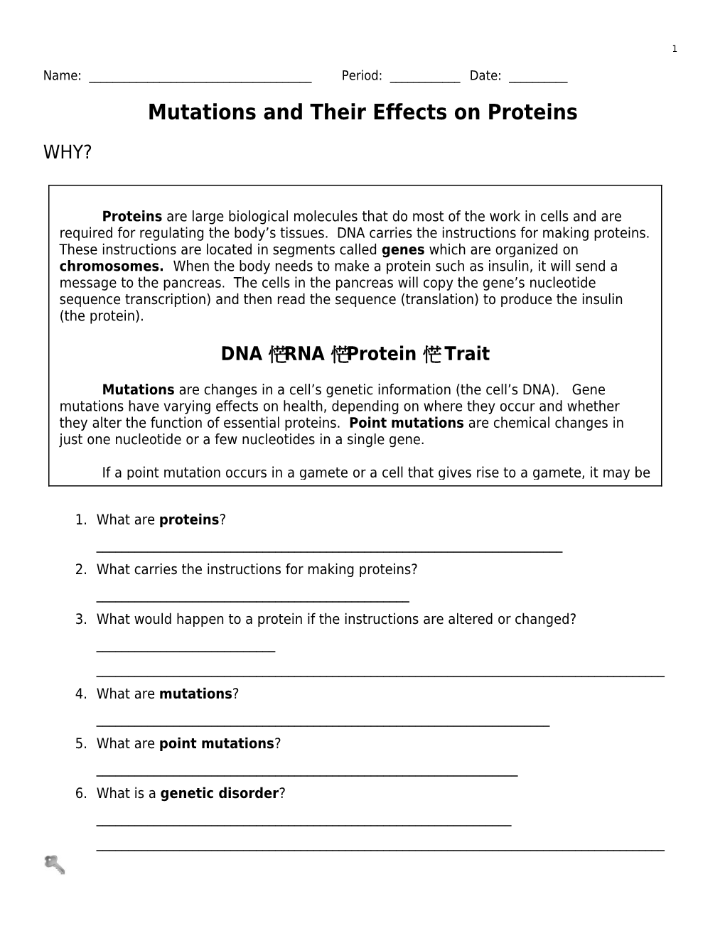 Mutations and Their Effects on Proteins