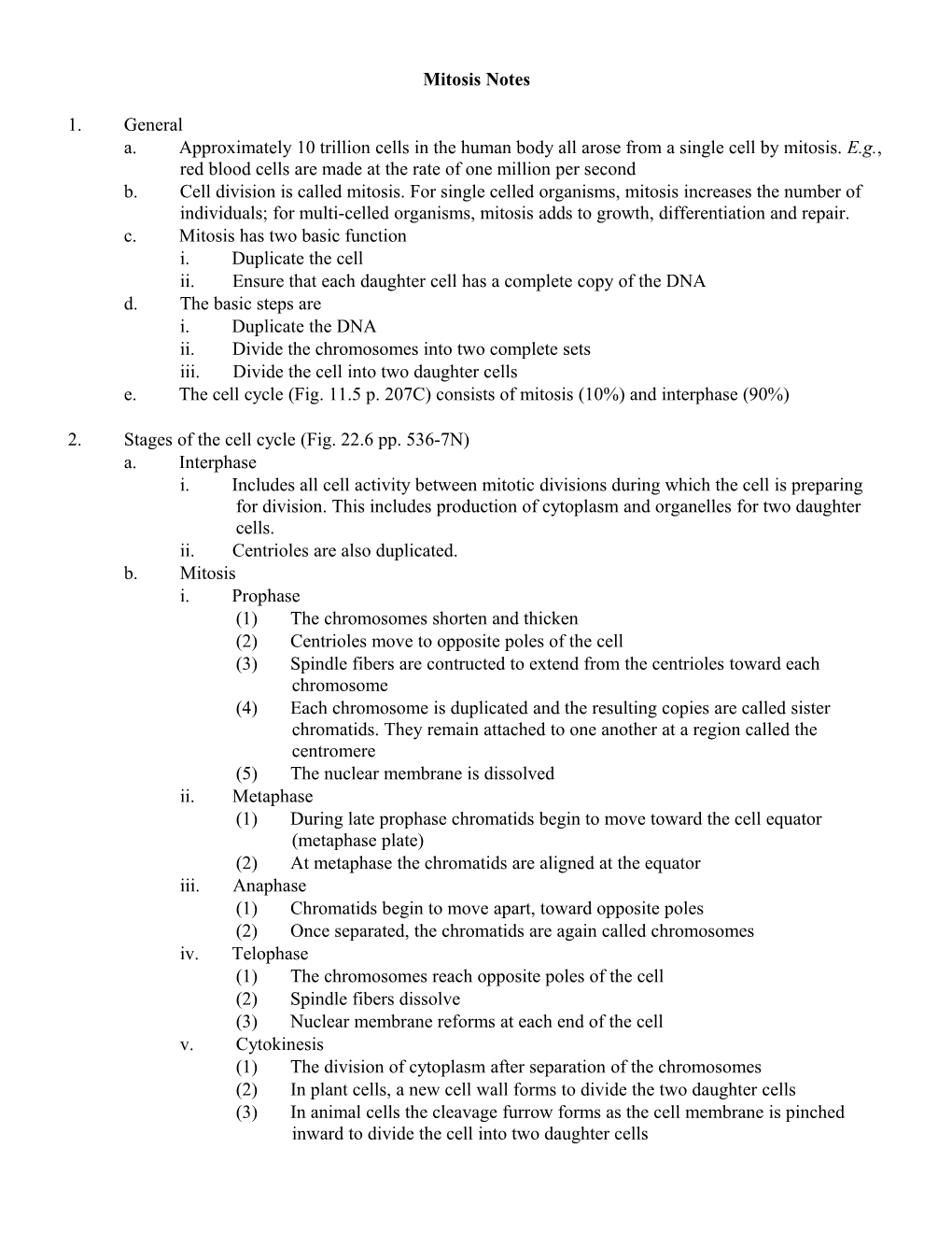 Mitosis Notes