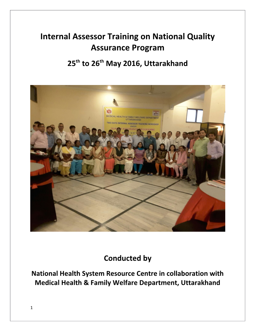 Internal Assessor Training on National Quality Assurance Program