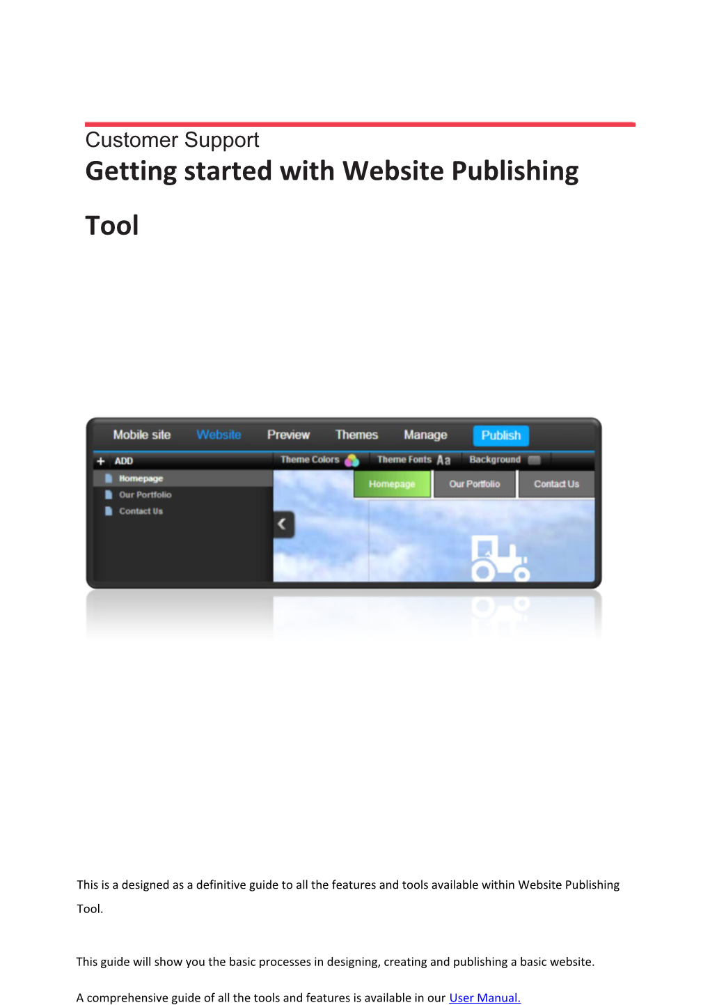 Customer Support Website Publishing Toolquick Start Guide