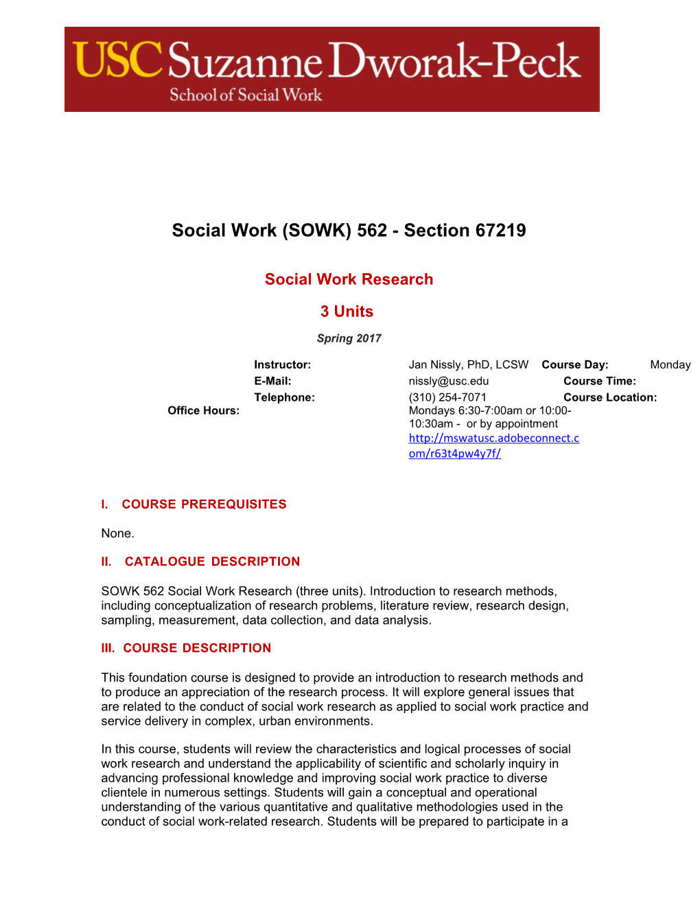 Social Work (SOWK) 562- Section 67219