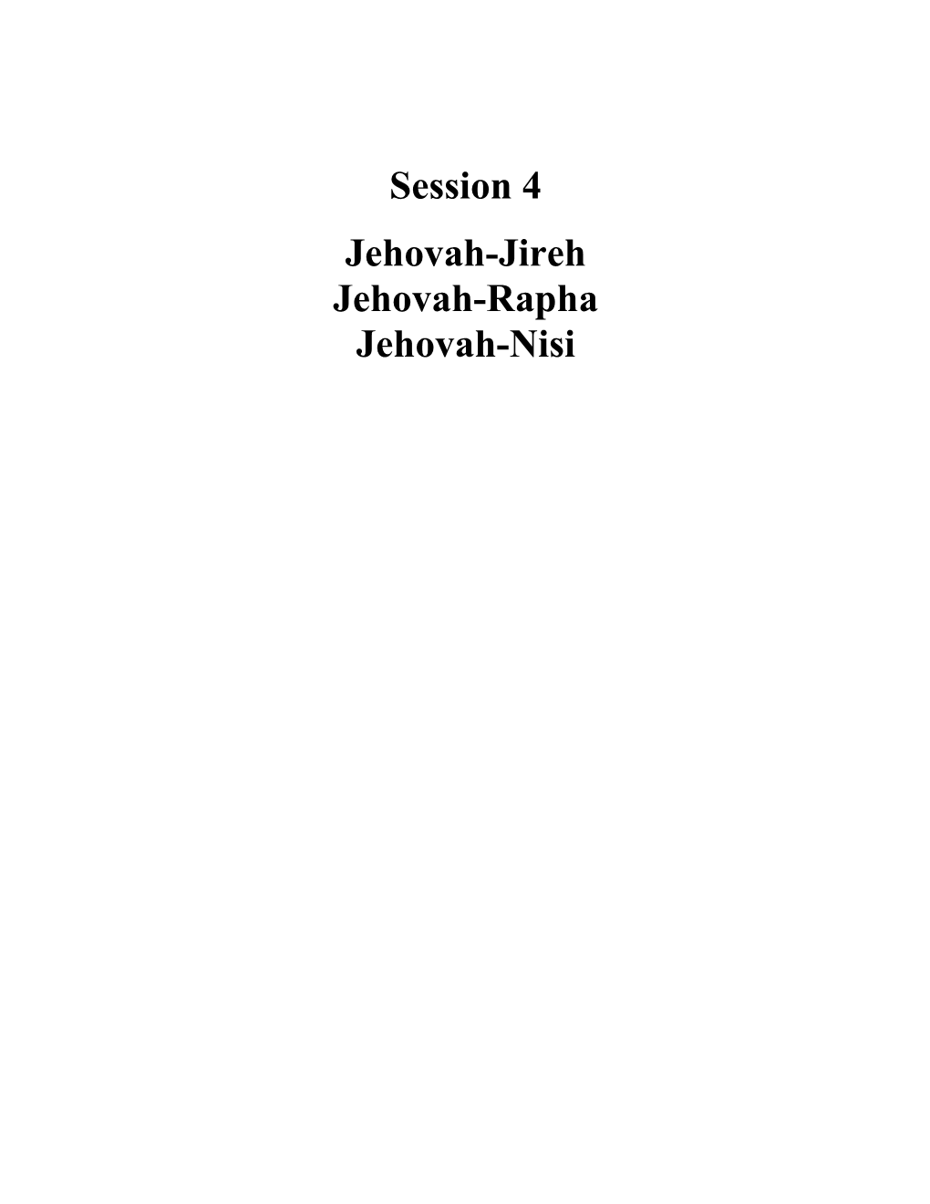 The Names of God Session 4