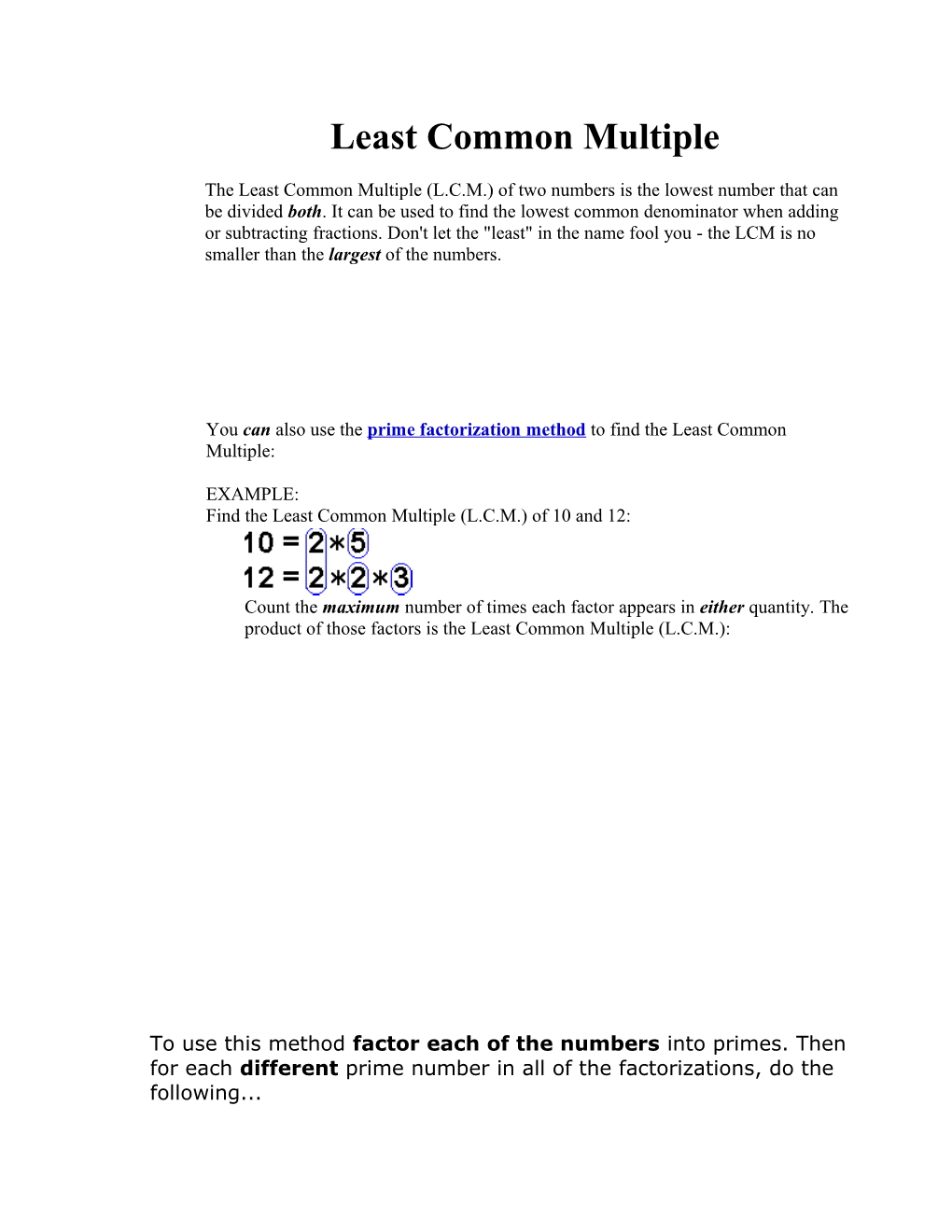 Count the Number of Times Each Prime Number Appears in Each of the Factorizations