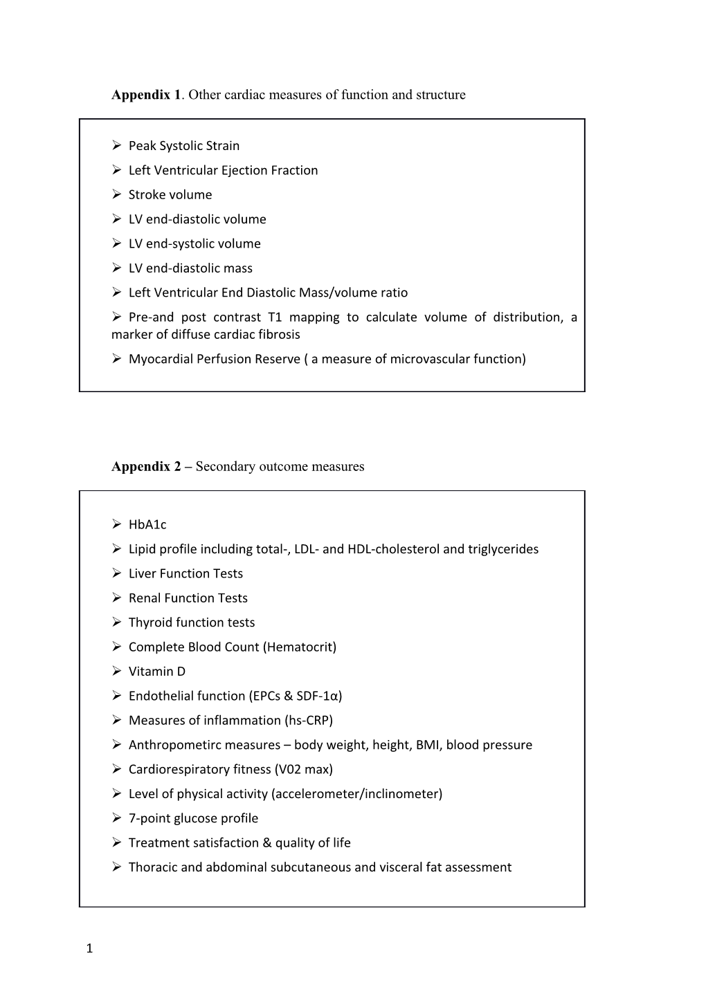 Appendix 1. Other Cardiac Measures of Function and Structure