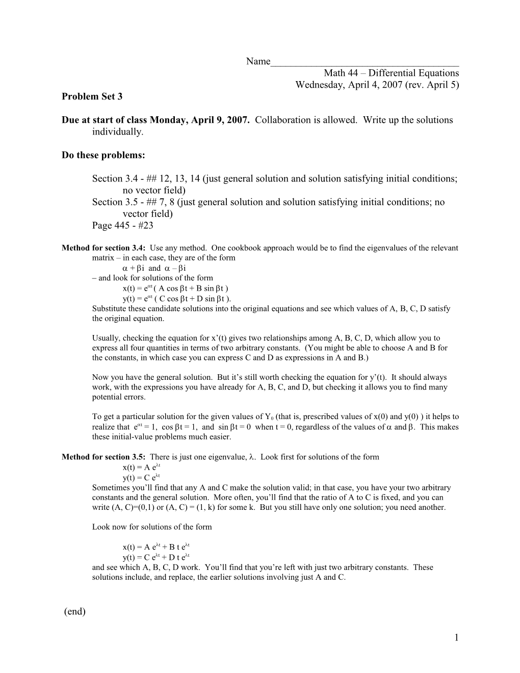 Math 44 Differential Equations
