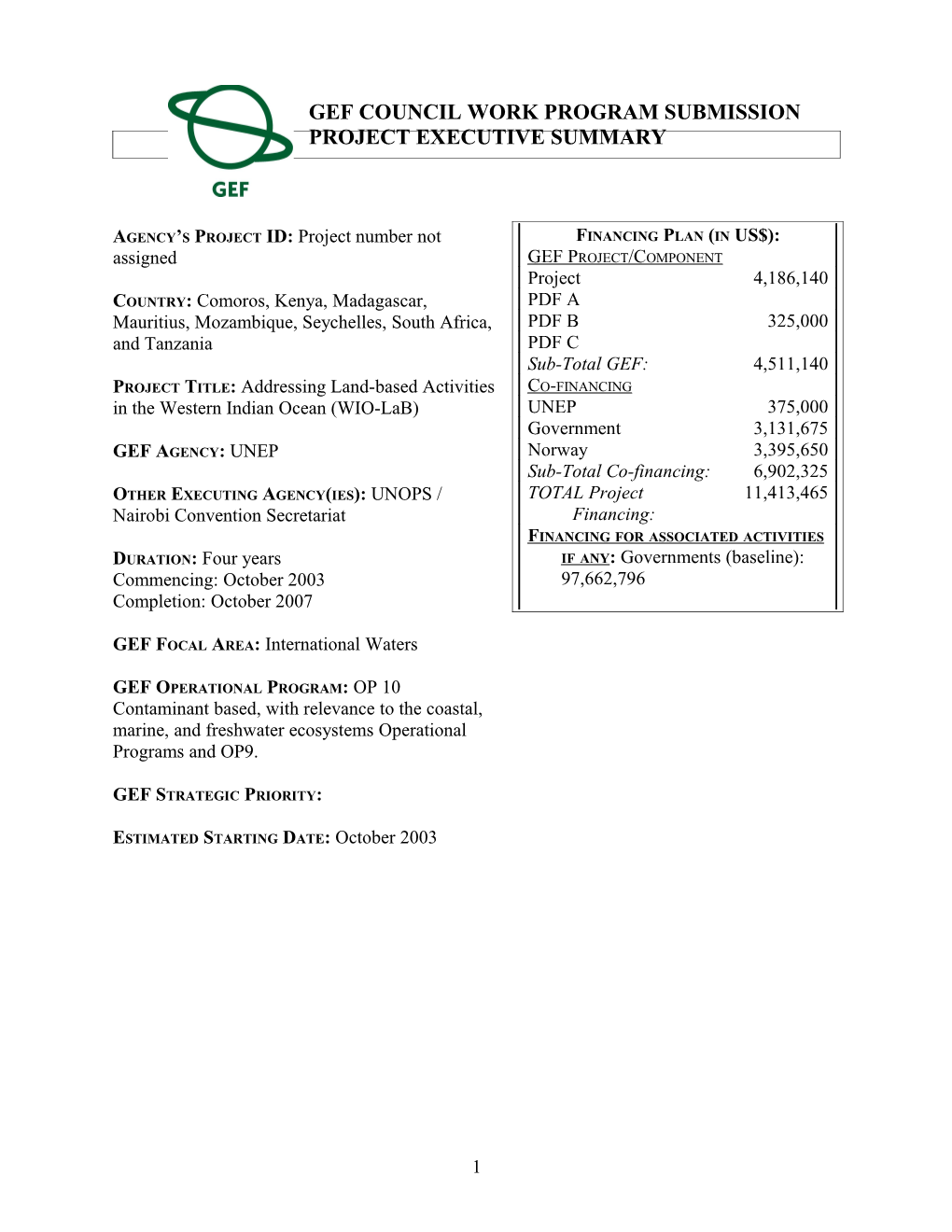 Financing Plan (In Us$) s11