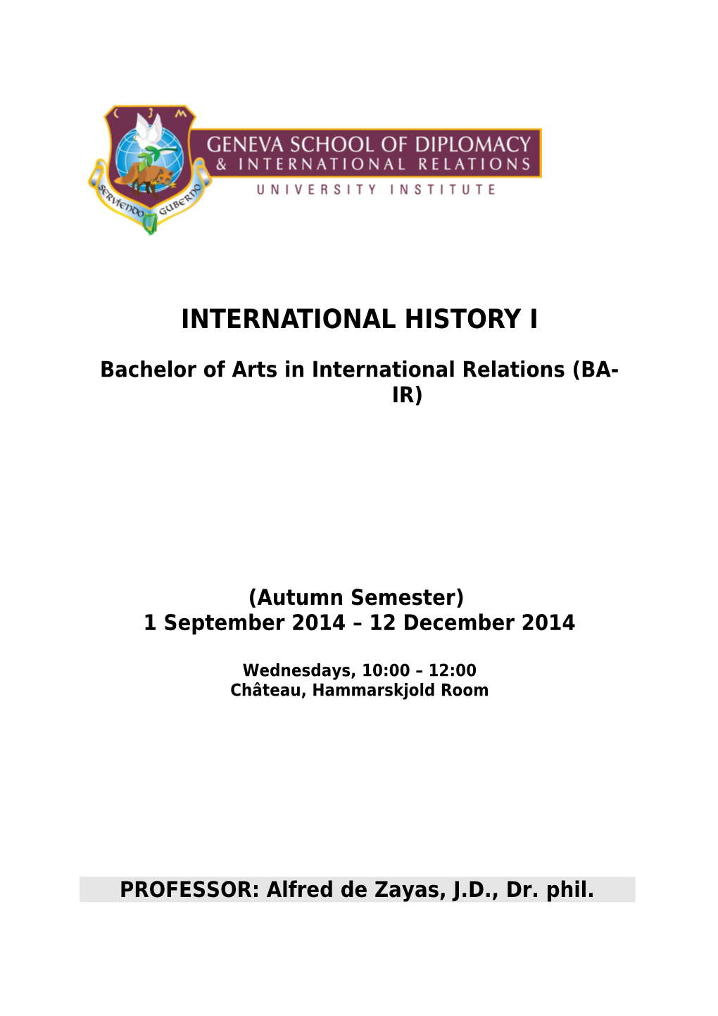 Bachelor of Arts in International Relations (BA-IR)