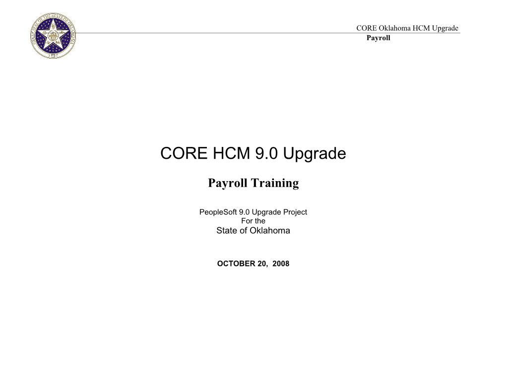 CORE HCM 9.0 Upgrade