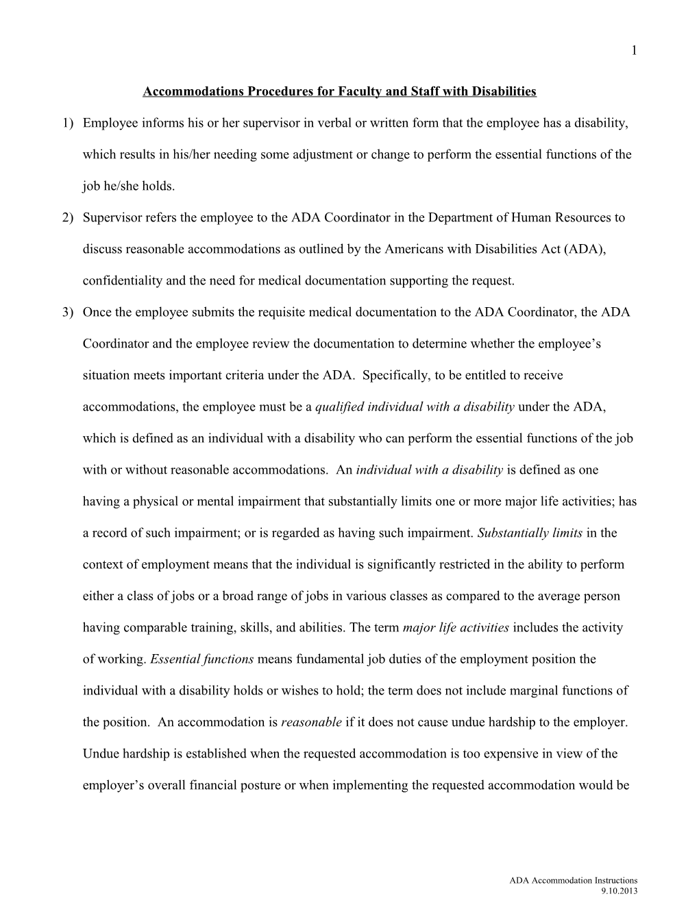 Accommodations Process for Faculty and Staff with Disabilities