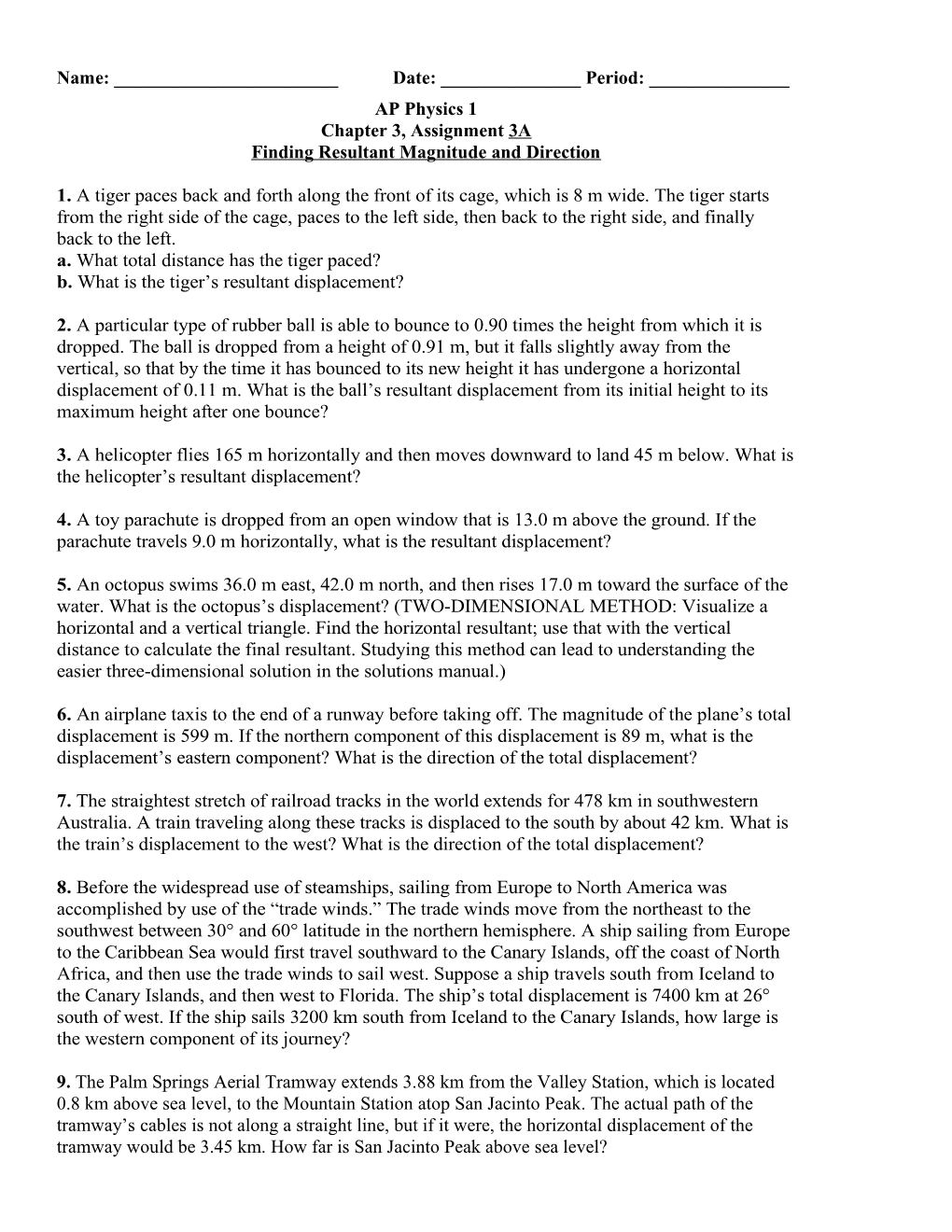 Finding Resultant Magnitude and Direction