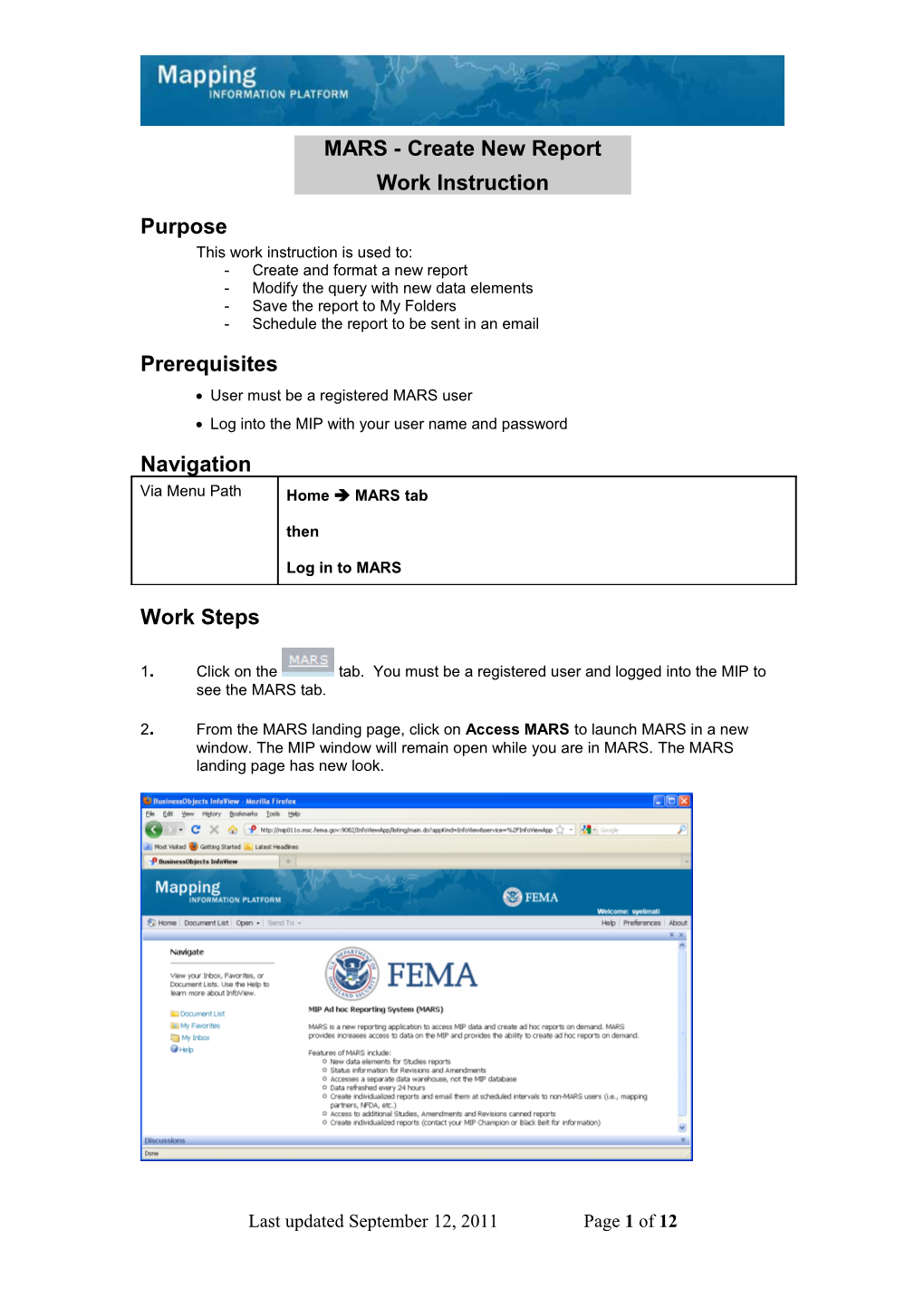 MARS - Create New Report s1