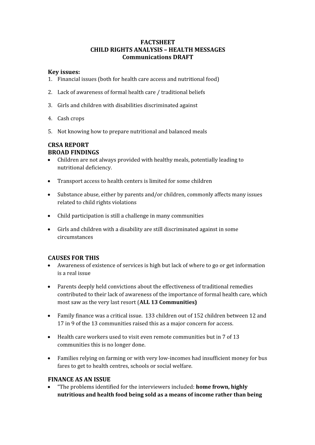 Child Rights Analysis Health Messages