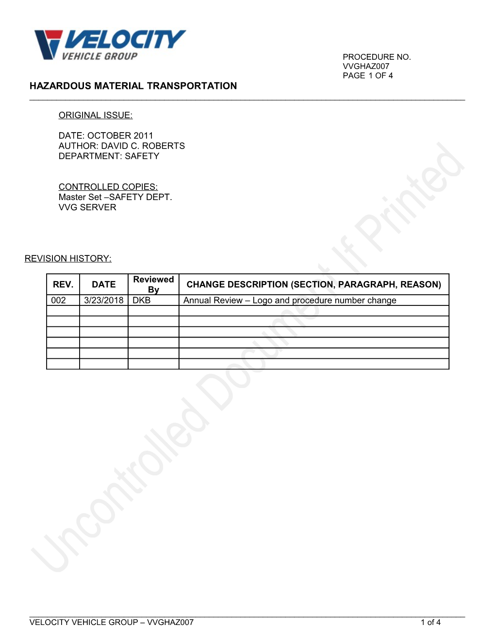 Hazardous Material Transportation