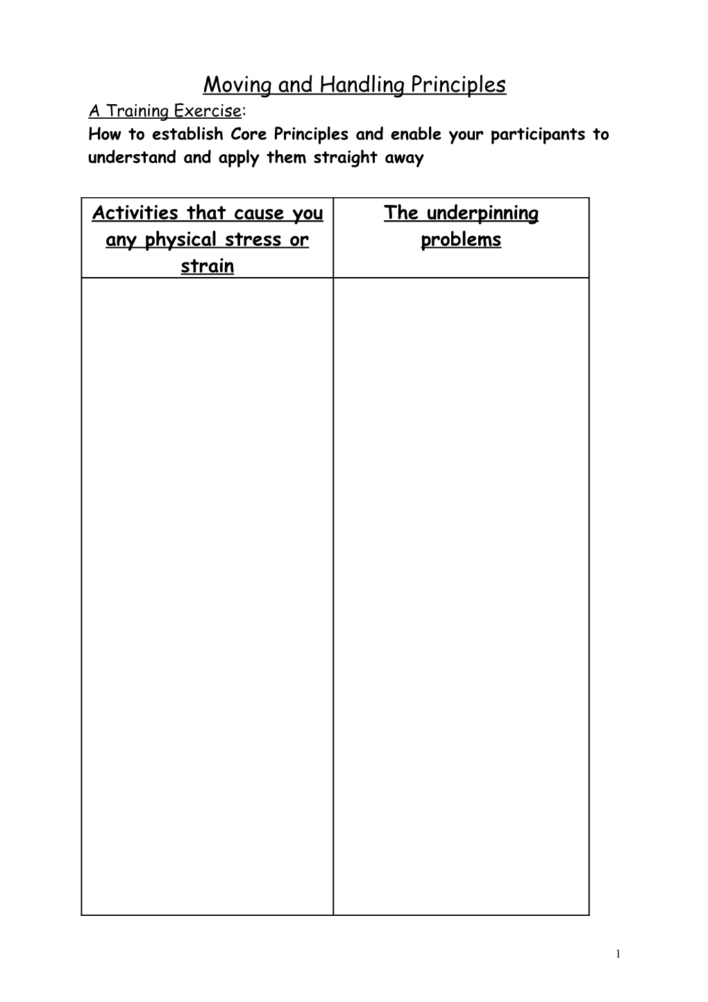 Moving and Handling Principles