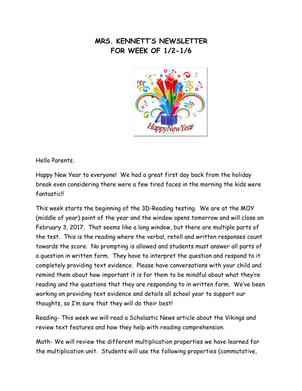 Mrs. Kennett S Newsletter