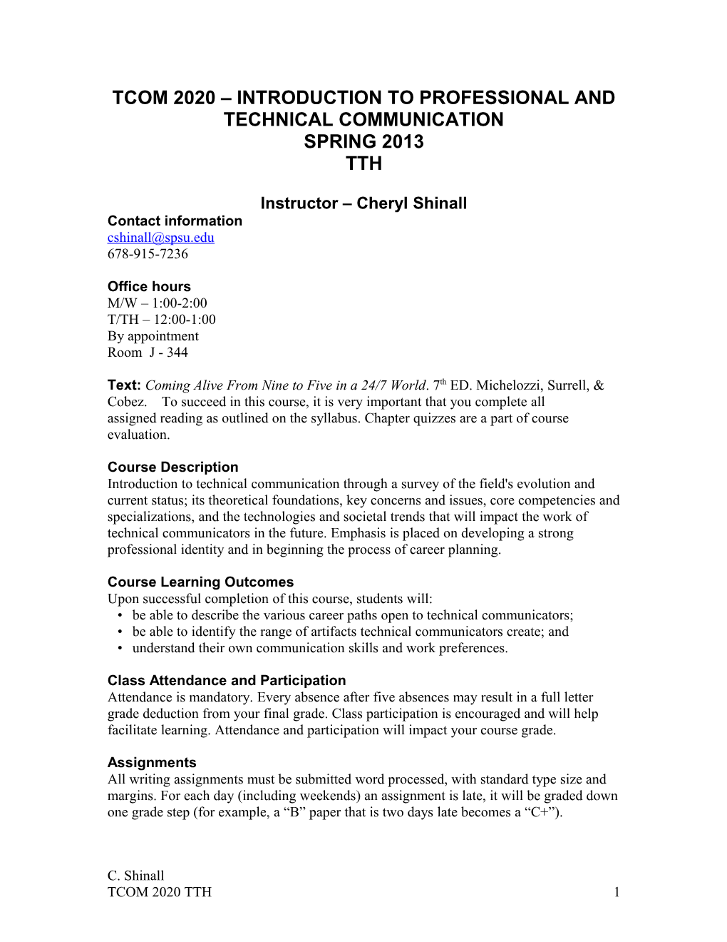 TCOM 2010 Technical Writing