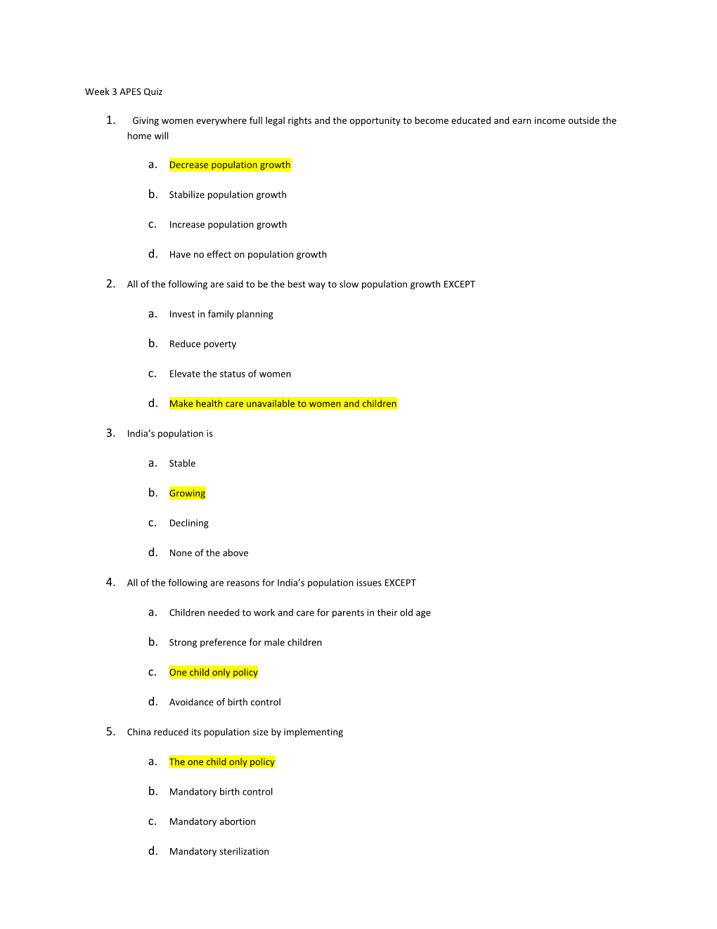 Week 3 APES Quiz