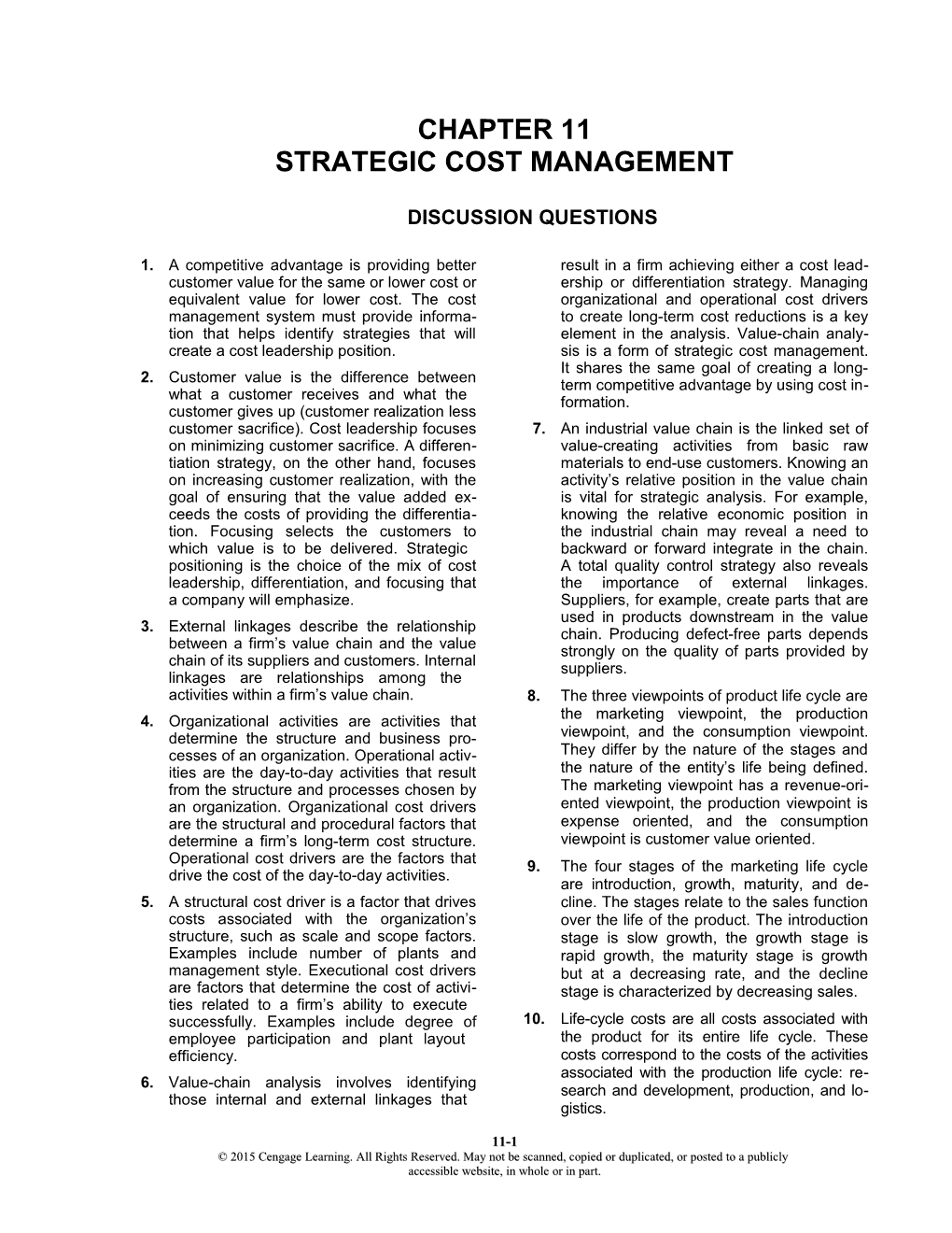 Chapter 13: Strategic Cost Management