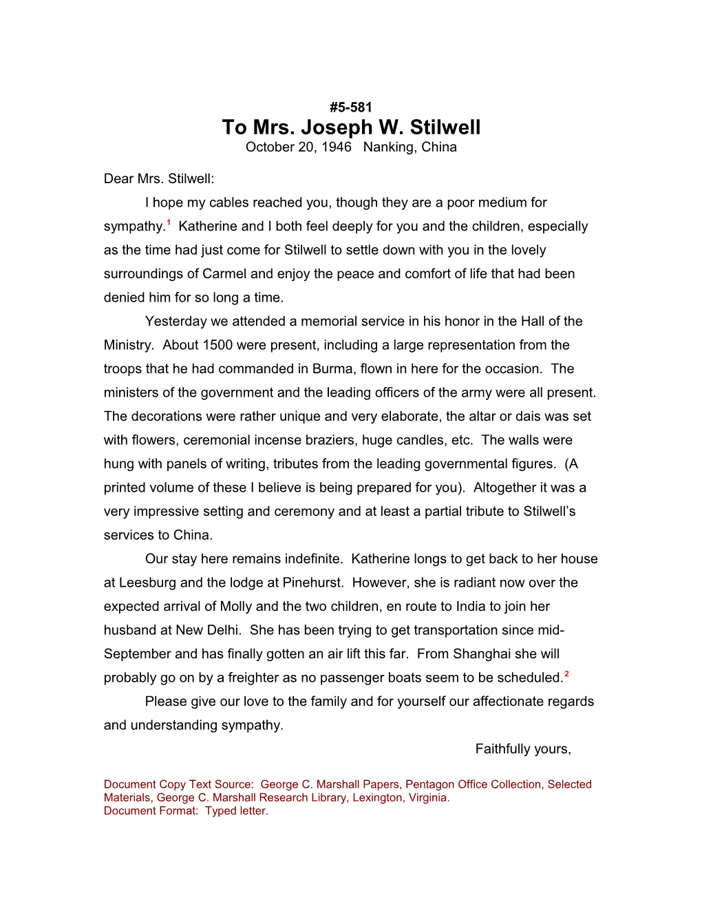 To Mrs. Joseph W. Stilwell